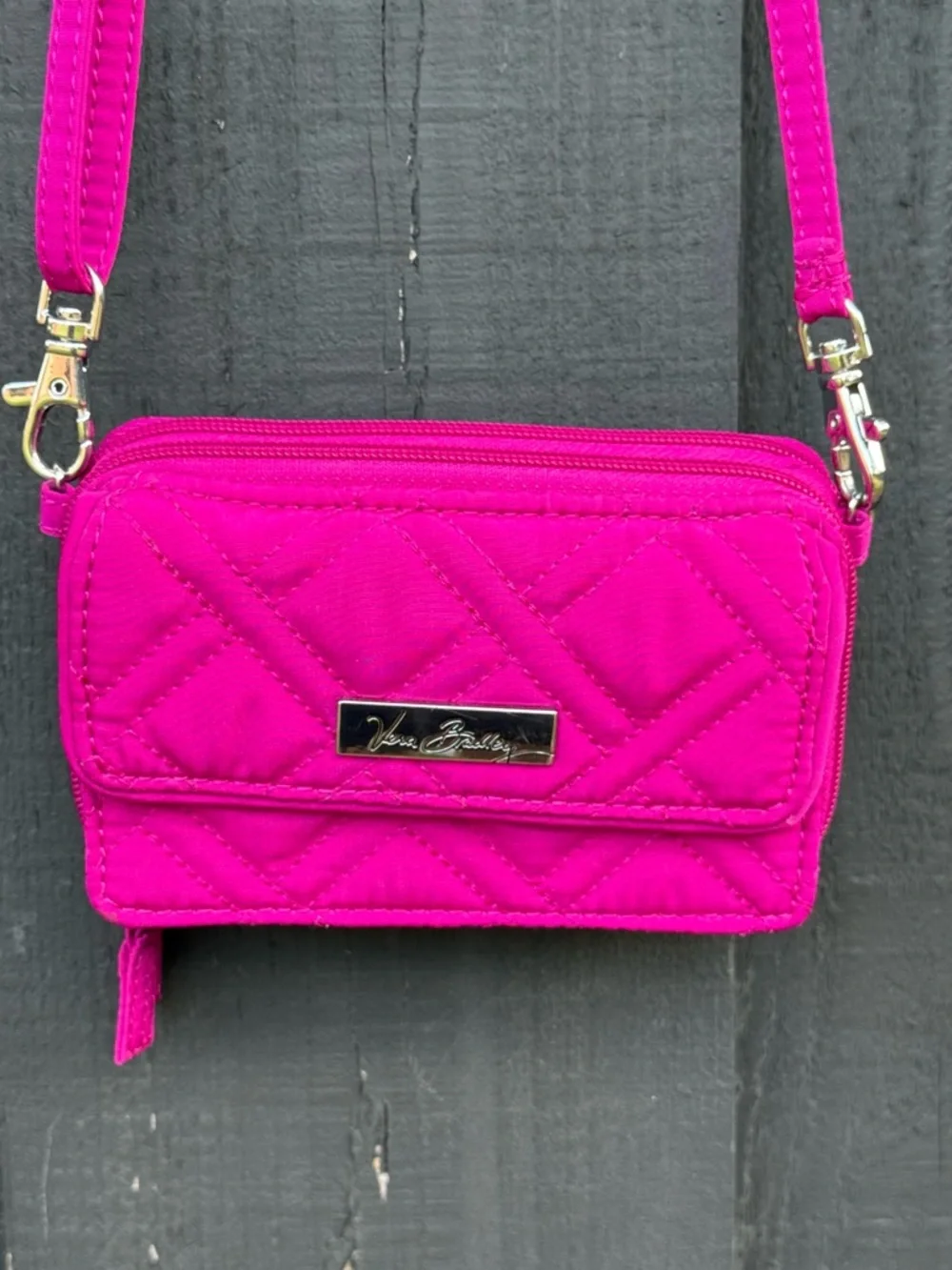 Vera Bradley Hot Pink Quilted Crossbody Wallet - Picture 1 of 12